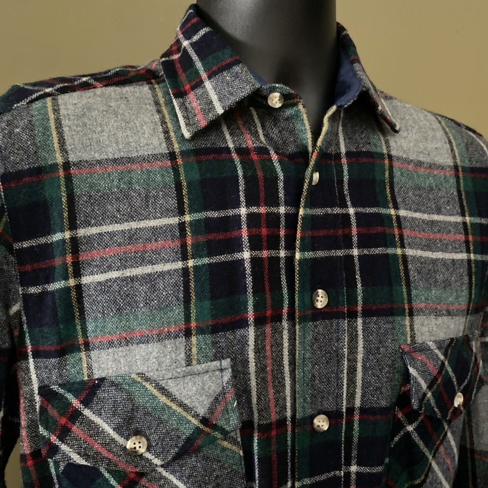 Vintage Tartan Plaid  Ardsley Men's Wool Flanel‎ Button Up Shirt Small - Picture 3 of 9